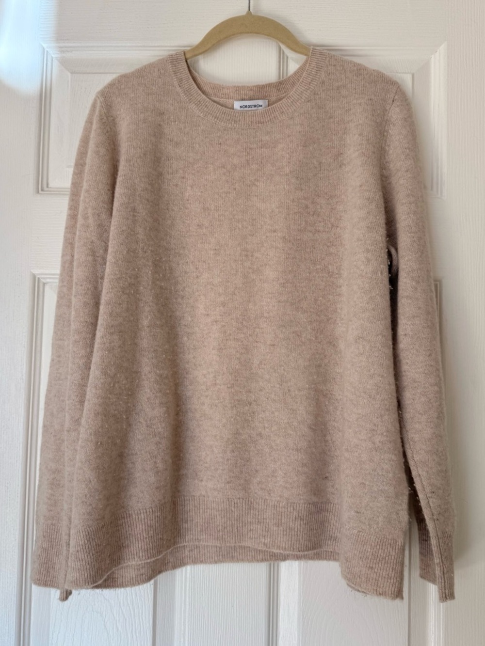 Nordstrom 100% Cashmere Cozy Crewneck Sweater in Light Taupe women’s XL